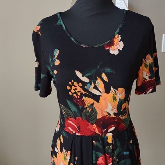 DouBCQ Women's Floral Print Casual Flowy Pleated Loose Dress with Pockets‎ Sz L - Picture 4 of 15